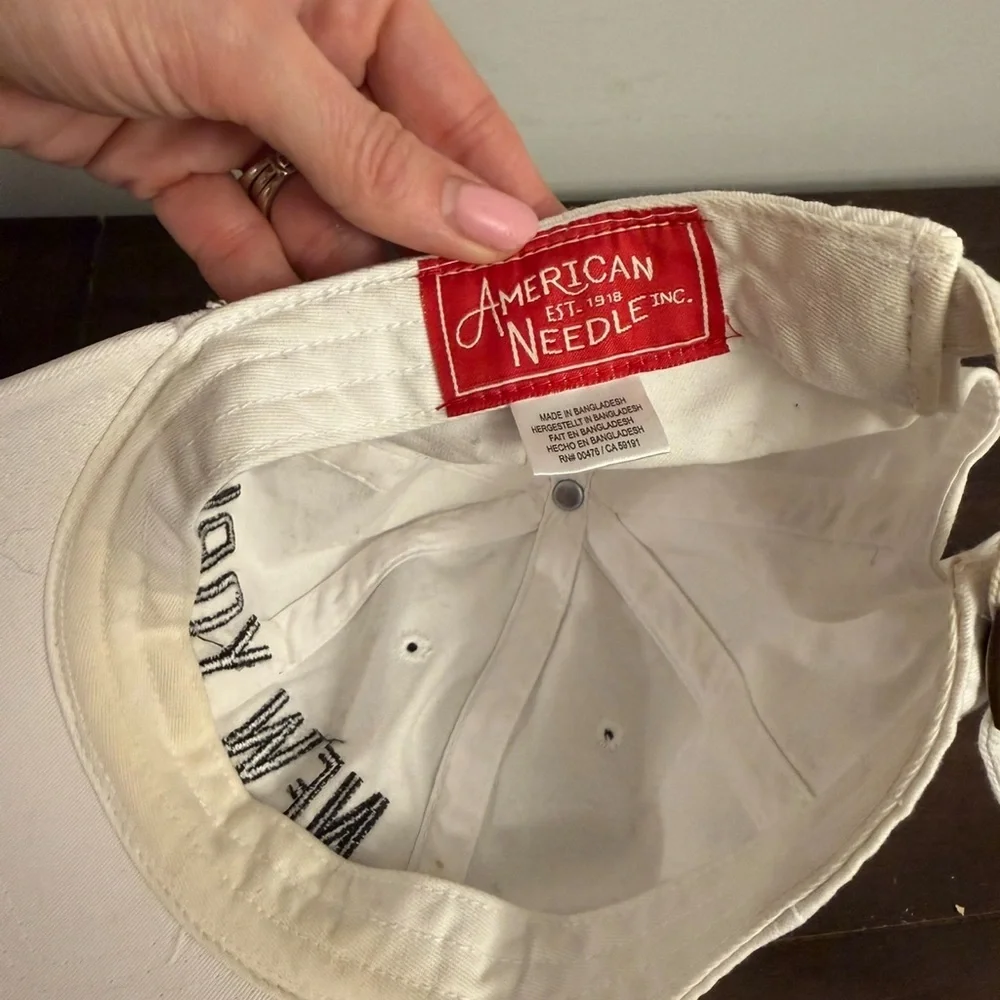 American Needle New York White Cotton Dad Hat Adjustable Strap